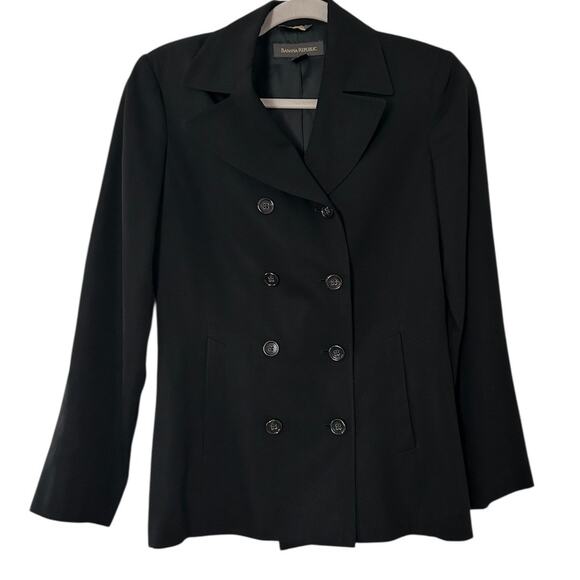 Banana Republic Black Wool Blazer Women's 0 Made in Italy Oversized Career Light - Picture 1 of 6